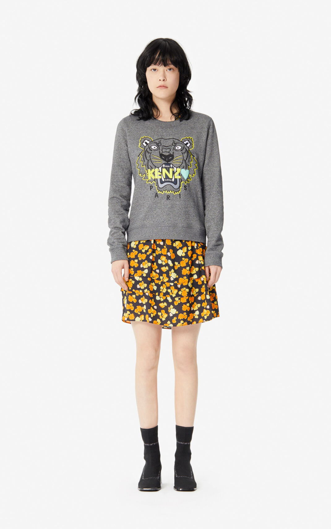 Kenzo Tiger Sudadera Mujer Gris Oscuro | 1960345-RY